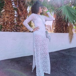 White Lace H&M Long Dress - Size 6